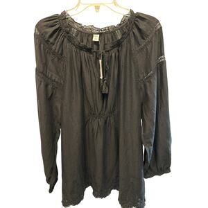 NWT Old Navy MATERNITY XL Black Blouse Top Boho Dark Peasant Cottagecore